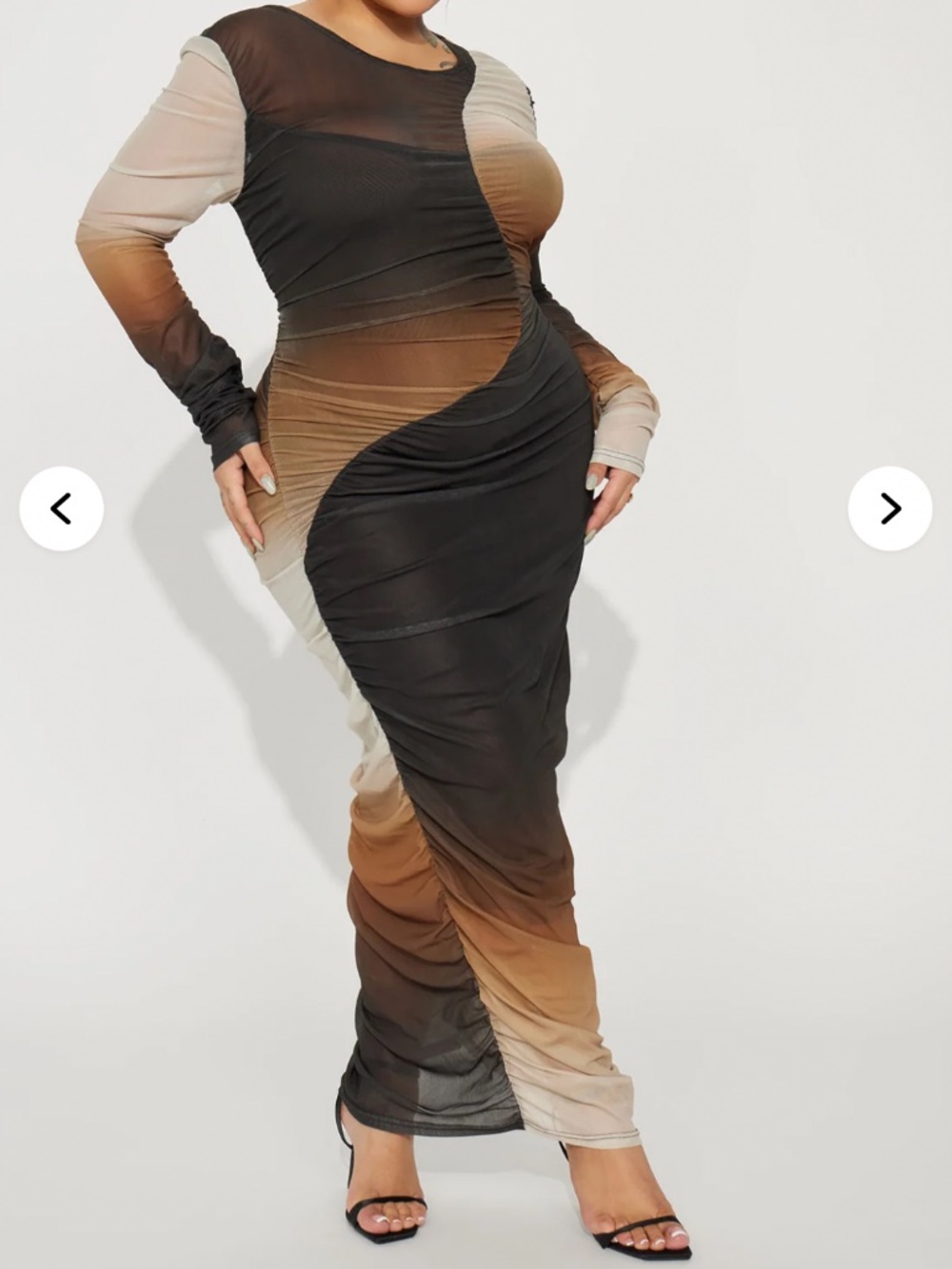 Sonia Mesh Maxi Dress - Brown Combo